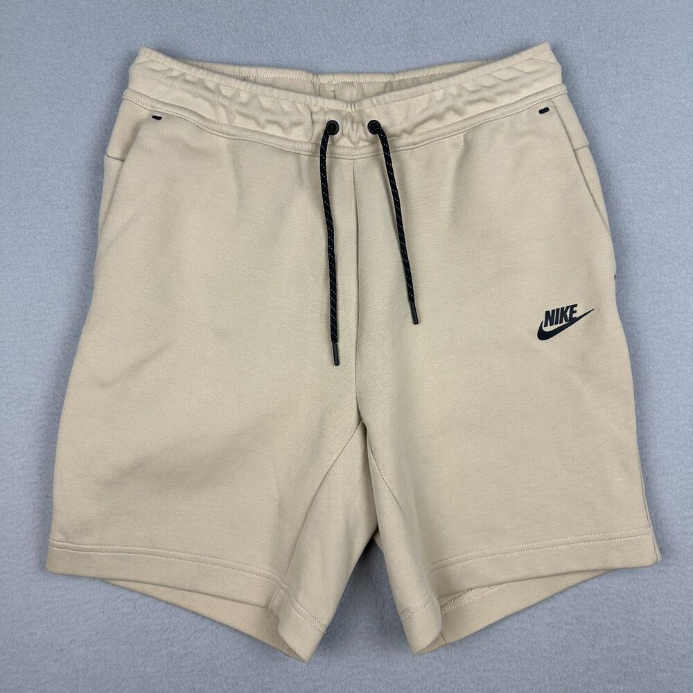 Nike Mens Size Small 7" Sportswear Tech Fleece Shorts Tan Grain Black CU4503-224